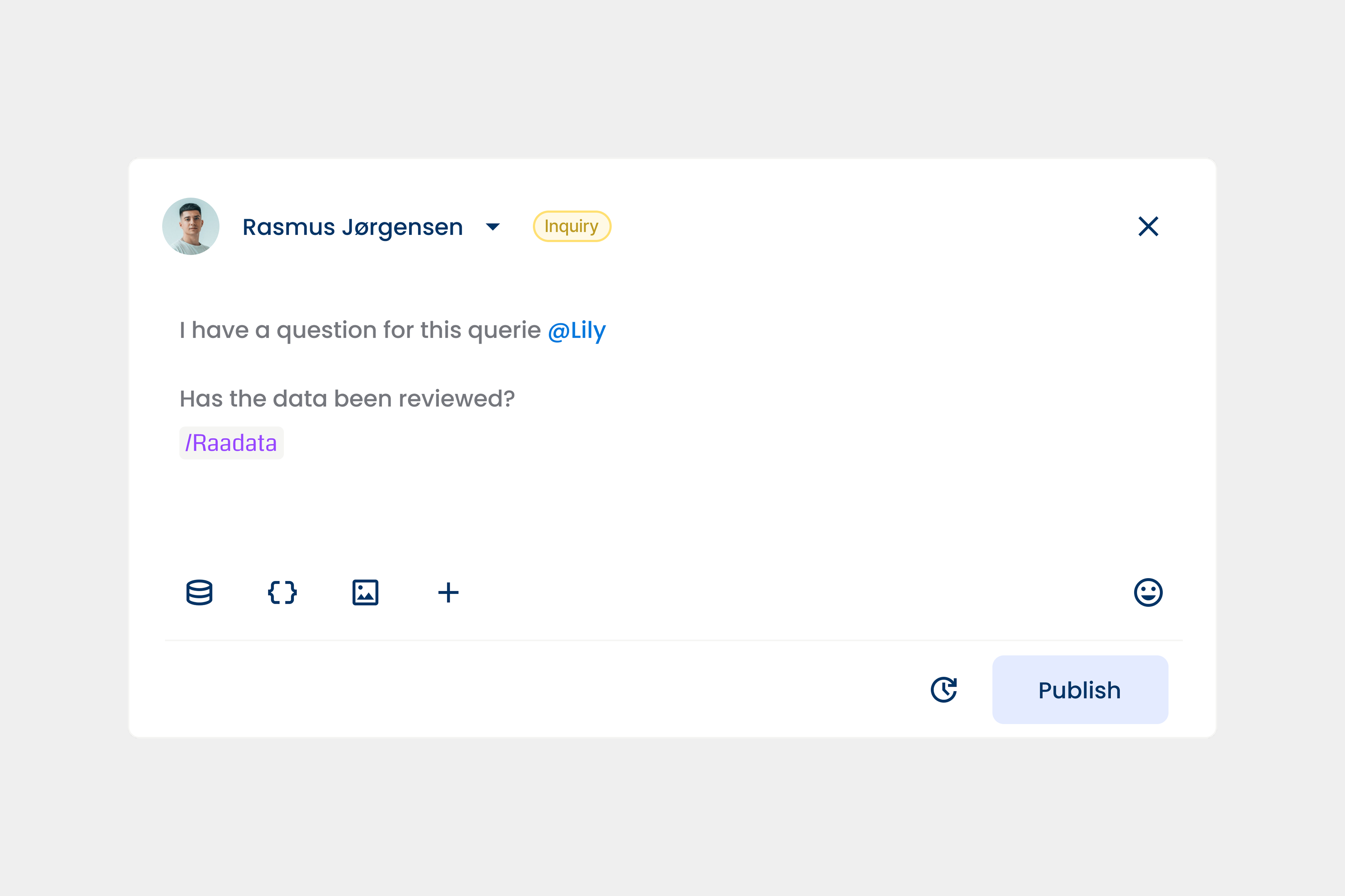 Compose modal for posting a thread with query, code and mentions